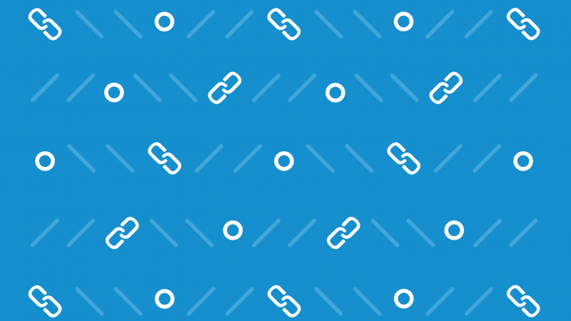 A pattern of link illustrations on a blue background