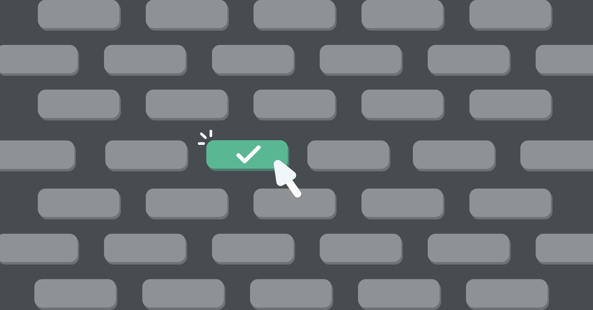 Grey blocks lined up on a wall with a mouse hovering and clicking on one that turns green with a checkmark