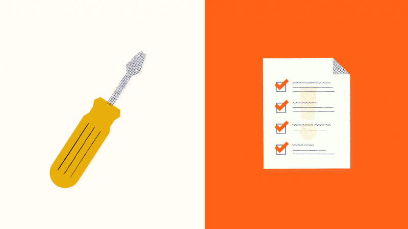 Illustrated screwdriver and checklist