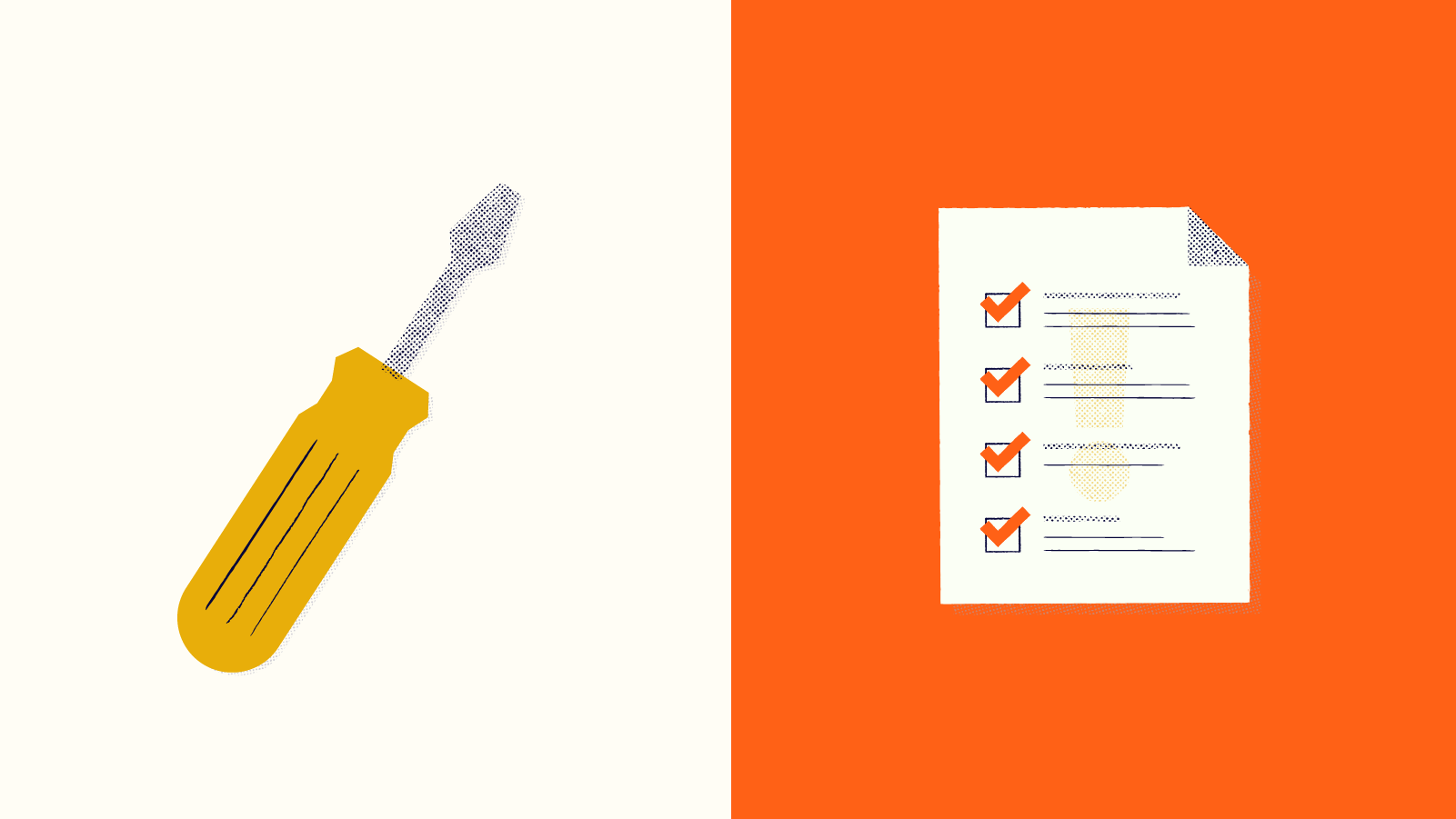 Illustrated screwdriver and checklist