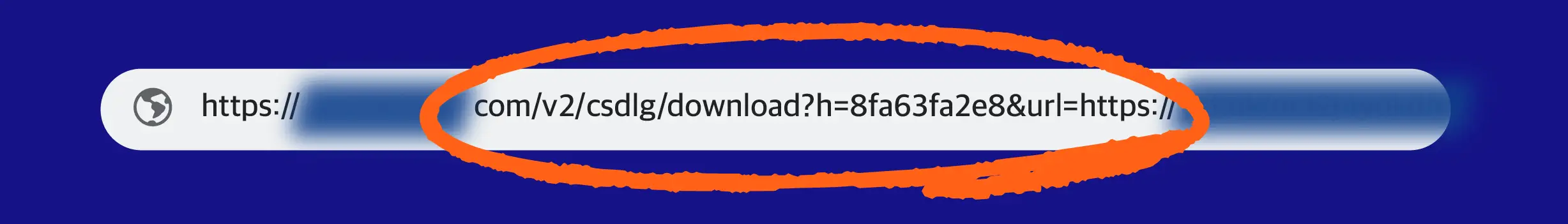 The back half of a link circled in orange.