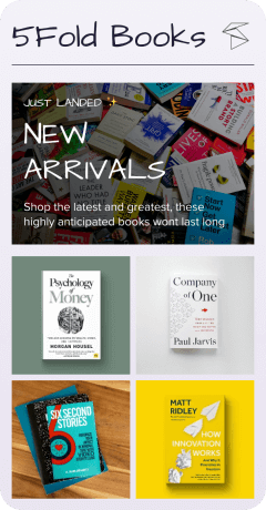 A mobile landing page showcasing new books product line.