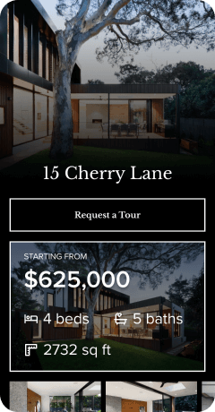 A mobile-friendly landing page showcasing a property listing.